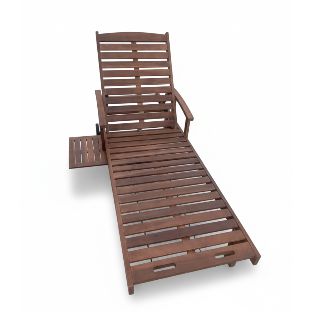 Wooden Sun Lounger – FSC® Certified Eucalyptus Wood, Adjustable Backrest
