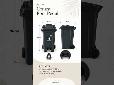 120L wheelie bin with central foot pedal video
