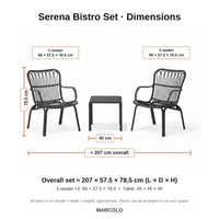 Serena bistro set dimensions – Black