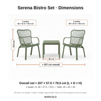 Serena bistro set dimensions – Green