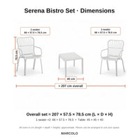 Serena bistro set dimensions – White