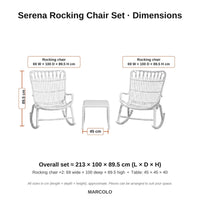 Serena rocking chair set dimensions – White