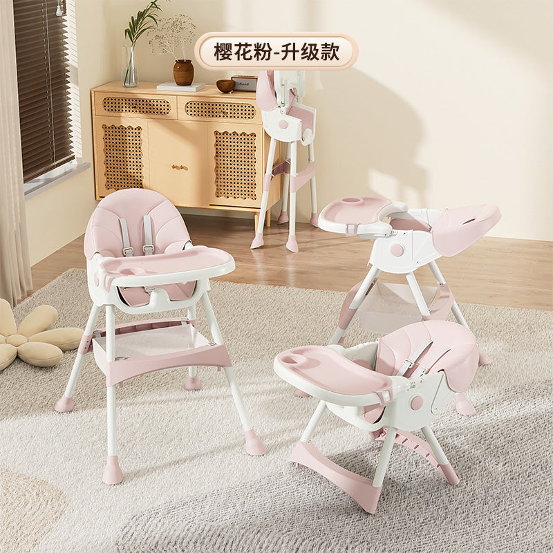 4-in-1 Adjustable Baby High Chair – Portable Infant to Toddler Seat with Tray, Rocking Horse & Low Chair Modes