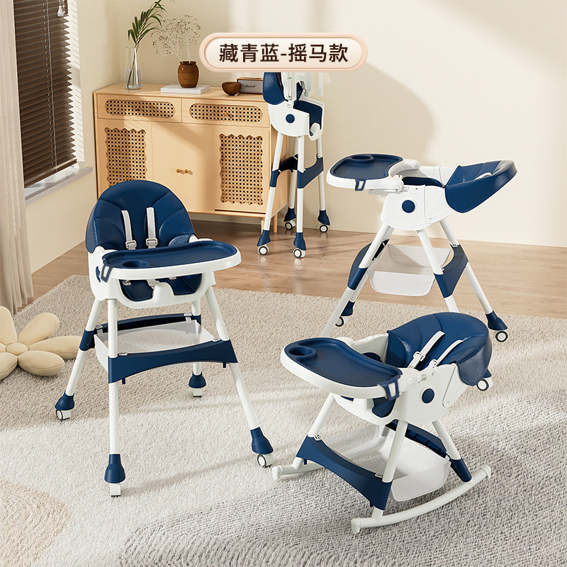4-in-1 Adjustable Baby High Chair – Portable Infant to Toddler Seat with Tray, Rocking Horse & Low Chair Modes
