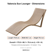 Valencia Outdoor Sun Lounger – dimensions (Beige)